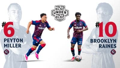 Imagem divulgada pelo Revolution para a seleção de Peyton Miller e Brooklyn Raines no MLS 22 Under 22.